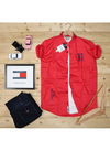 Red Outluk Party Wear Plain Full Sleeve Cotton Shirt 003